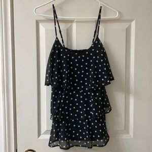 🌷3 for $25🌷Candie’s, US S, Black & White Polka Dot Semi Sheer Tiered Camisole